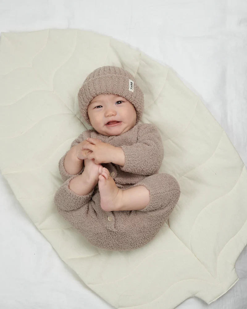 Fuzzy Ribbed Beanie Taupe