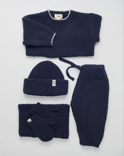 Fuzzy Ribbed Beanie Navy