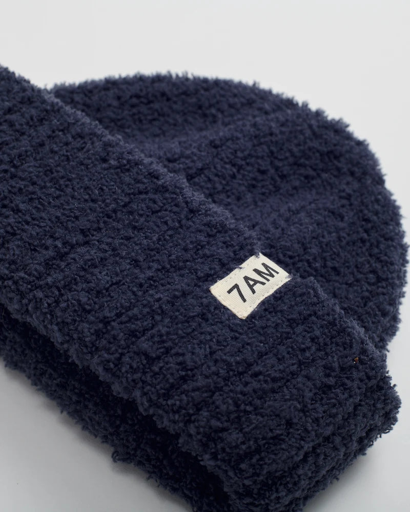 Fuzzy Ribbed Beanie Navy