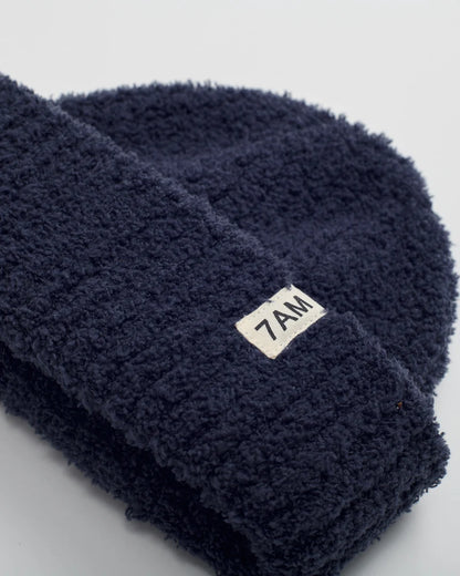Fuzzy Ribbed Beanie Navy