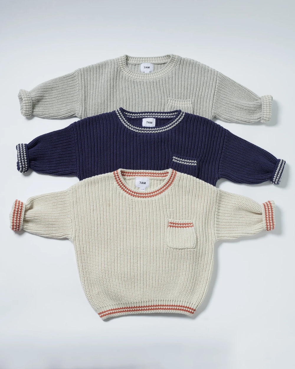 Chunky Tennis Boxy Sweater - Navy Pearl Grey