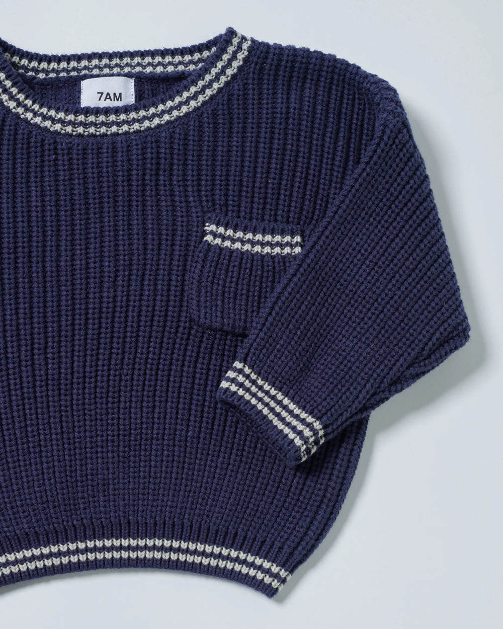 Chunky Tennis Boxy Sweater - Navy Pearl Grey