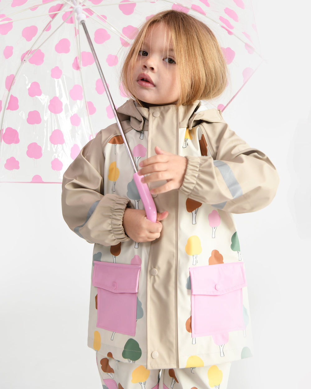 Tula Kid's Umbrella - Rainy Trees Pink