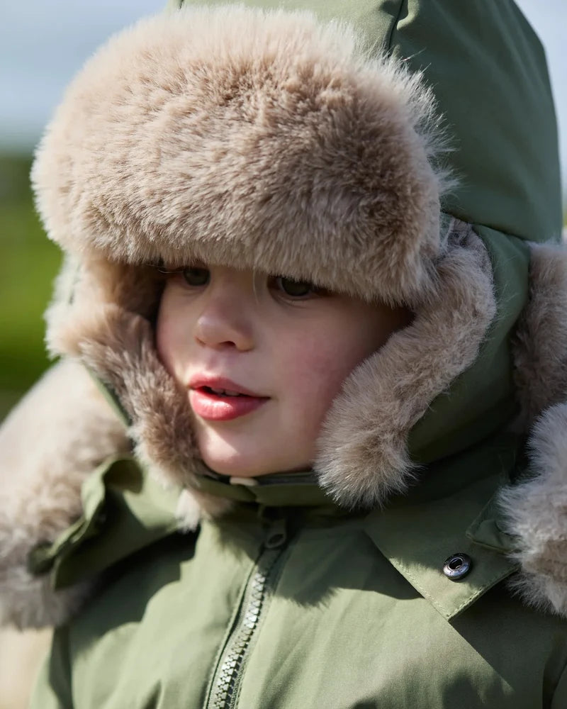 The Chapka Hat Helsinki Woodland Greige Faux Fur
