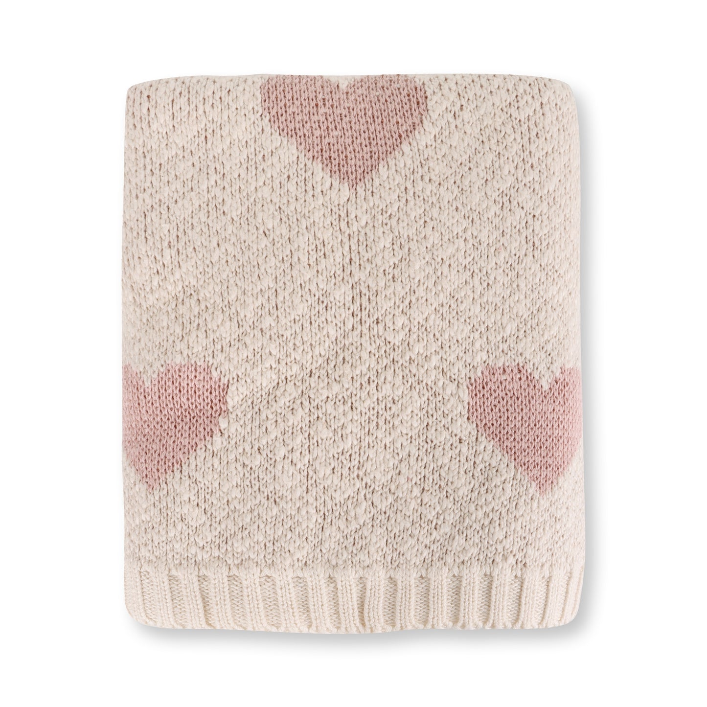 Loving Hearts - Organic Jacquard Sweater Knit Baby Blanket
