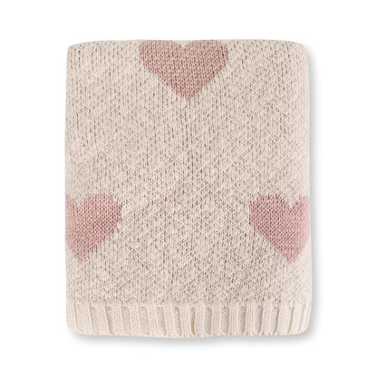 Loving Hearts - Organic Jacquard Sweater Knit Baby Blanket