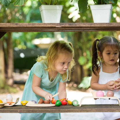Assorted Fruits and Vegetables Tray Wood Toy Set