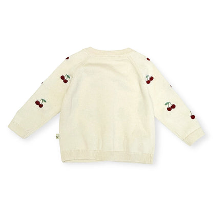 Cherry Embroidered Sweater Knit Baby Cardigan