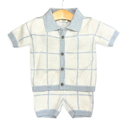 Checkered Jacquard Baby Shirt And Shorts Set