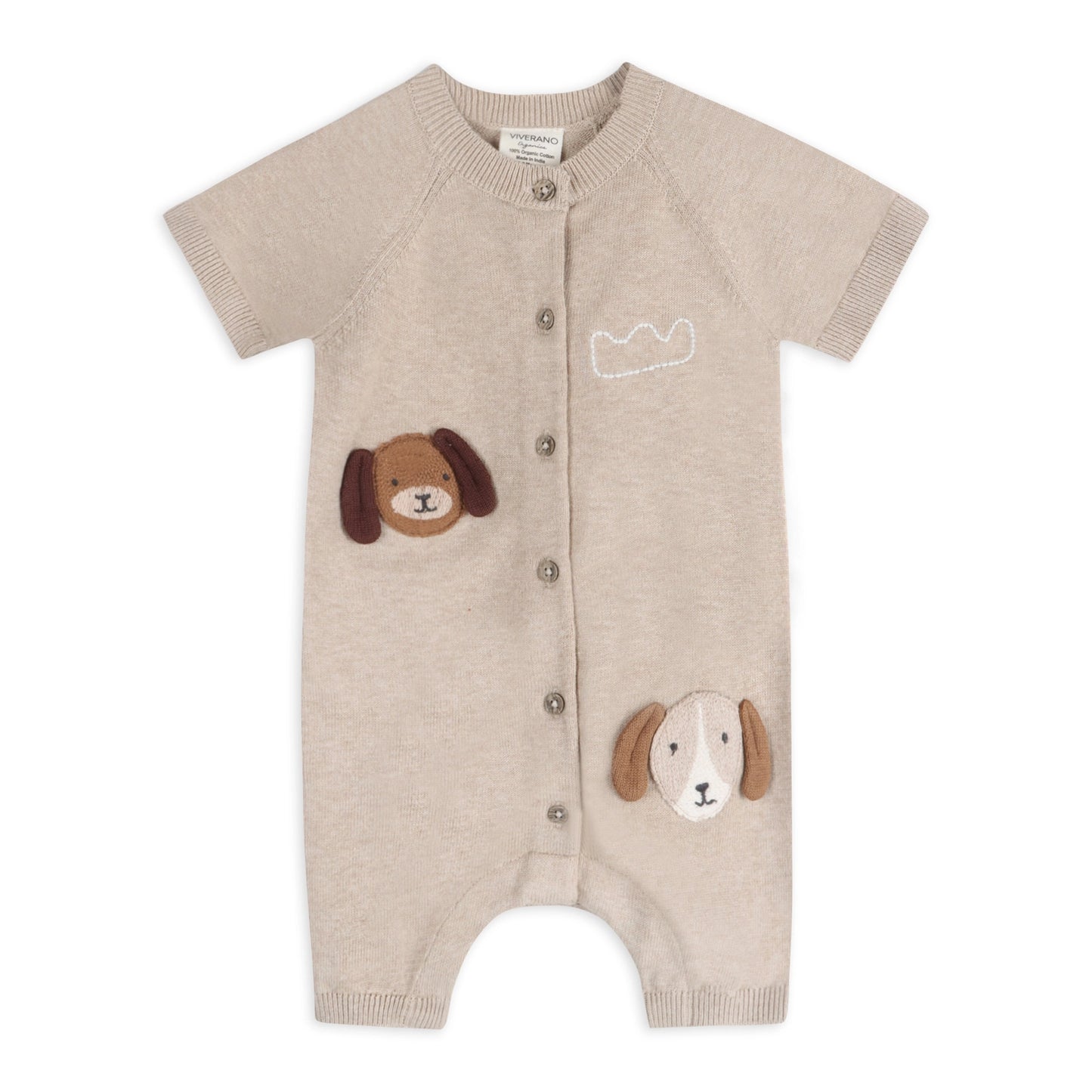 Doggy Applique Baby Knit Romper