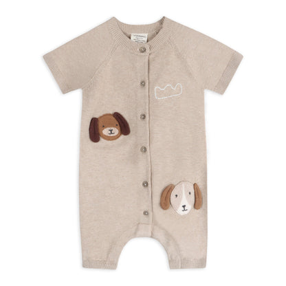 Doggy Applique Baby Knit Romper