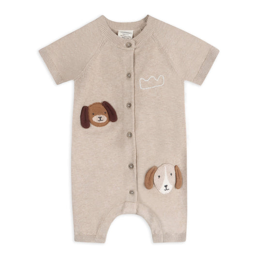 Doggy Applique Baby Knit Romper