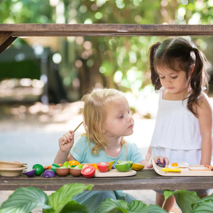 Assorted Fruits and Vegetables Tray Wood Toy Set