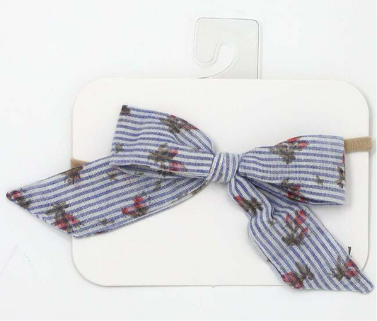 Stripes with Roses Woven Tie Headband