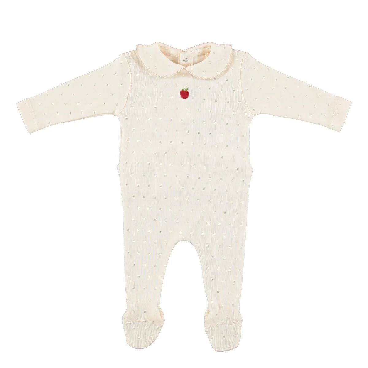 Bebe Apple Collar Overall Natural Pointelle