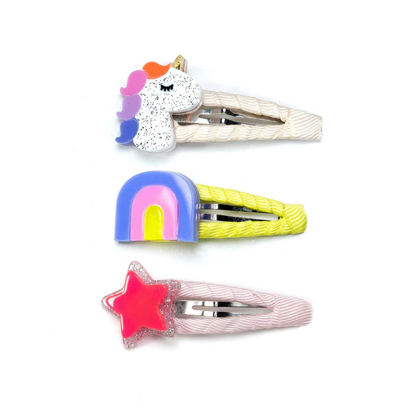 Unicorn Star Neon Covered Snap Clip