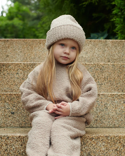 Fuzzy Ribbed Beanie Taupe