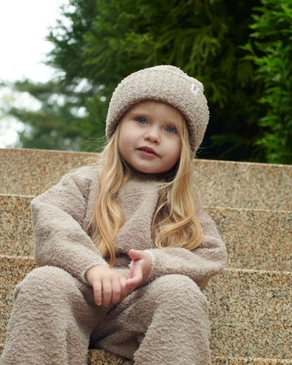 Fuzzy Ribbed Beanie Taupe