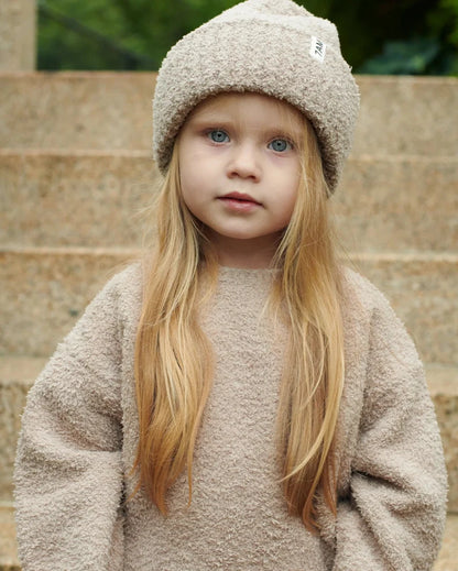 Fuzzy Ribbed Beanie Taupe