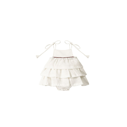 Layered Ruffle Baby Dress with Piping