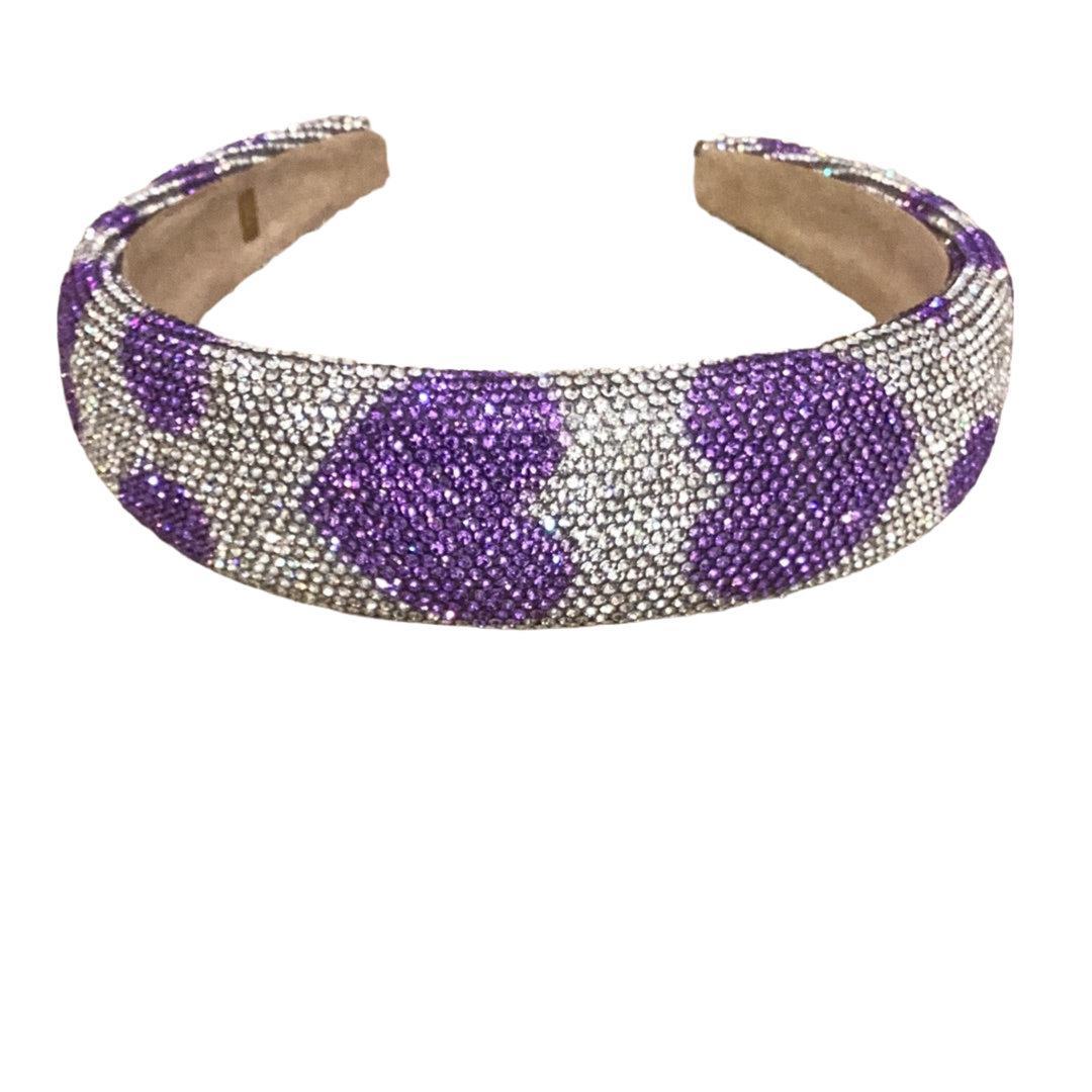 Silver with Purple Hearts Crystallized Headband