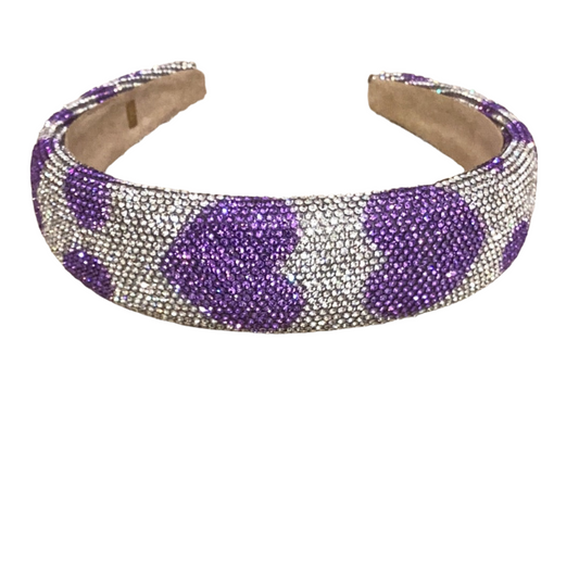 Silver with Purple Hearts Crystallized Headband