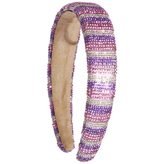 Purple And Silver Striped Fully Crystallized Headband