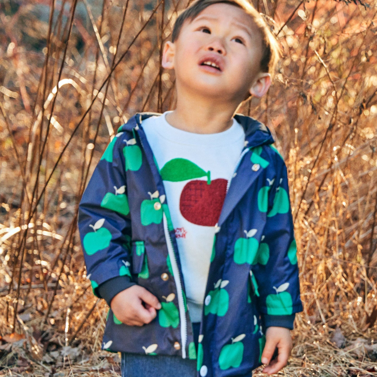 Recycled Fabric Apple Kid Raincoat