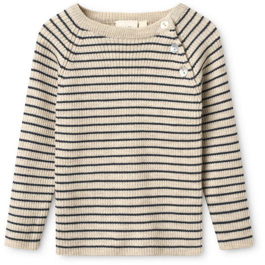 Flye Sweater Wool - Oatmeal/Navy