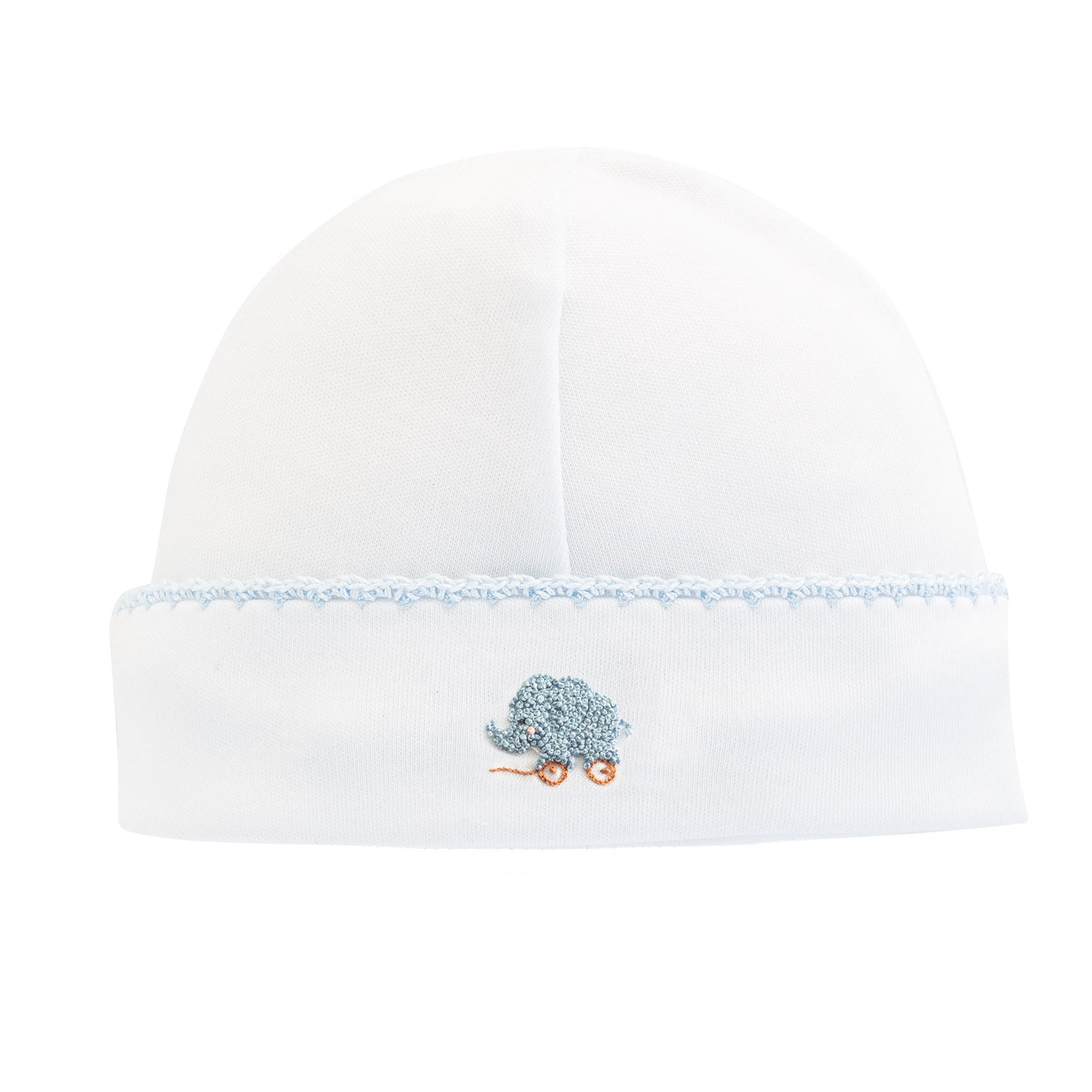Sweet Toys Round Hat w/Blue Crochet Trim