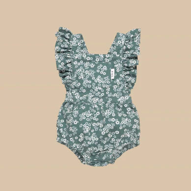 Peek A Boo Bunny Frill Playsuit- Spruce