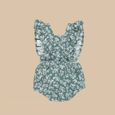 Peek A Boo Bunny Frill Playsuit- Spruce