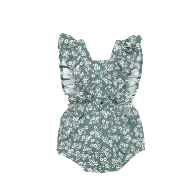 Peek A Boo Bunny Frill Playsuit- Spruce