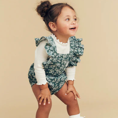 Peek A Boo Bunny Frill Playsuit- Spruce