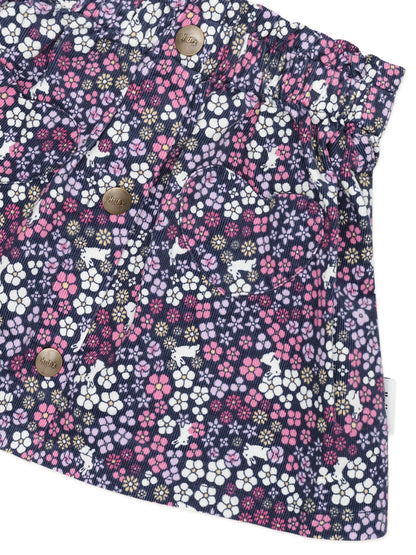 Midnight Flower Garden Cord Skirt