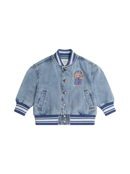 Dreamy Denim Varsity Bomber