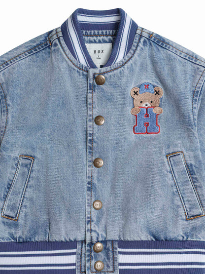 Dreamy Denim Varsity Bomber