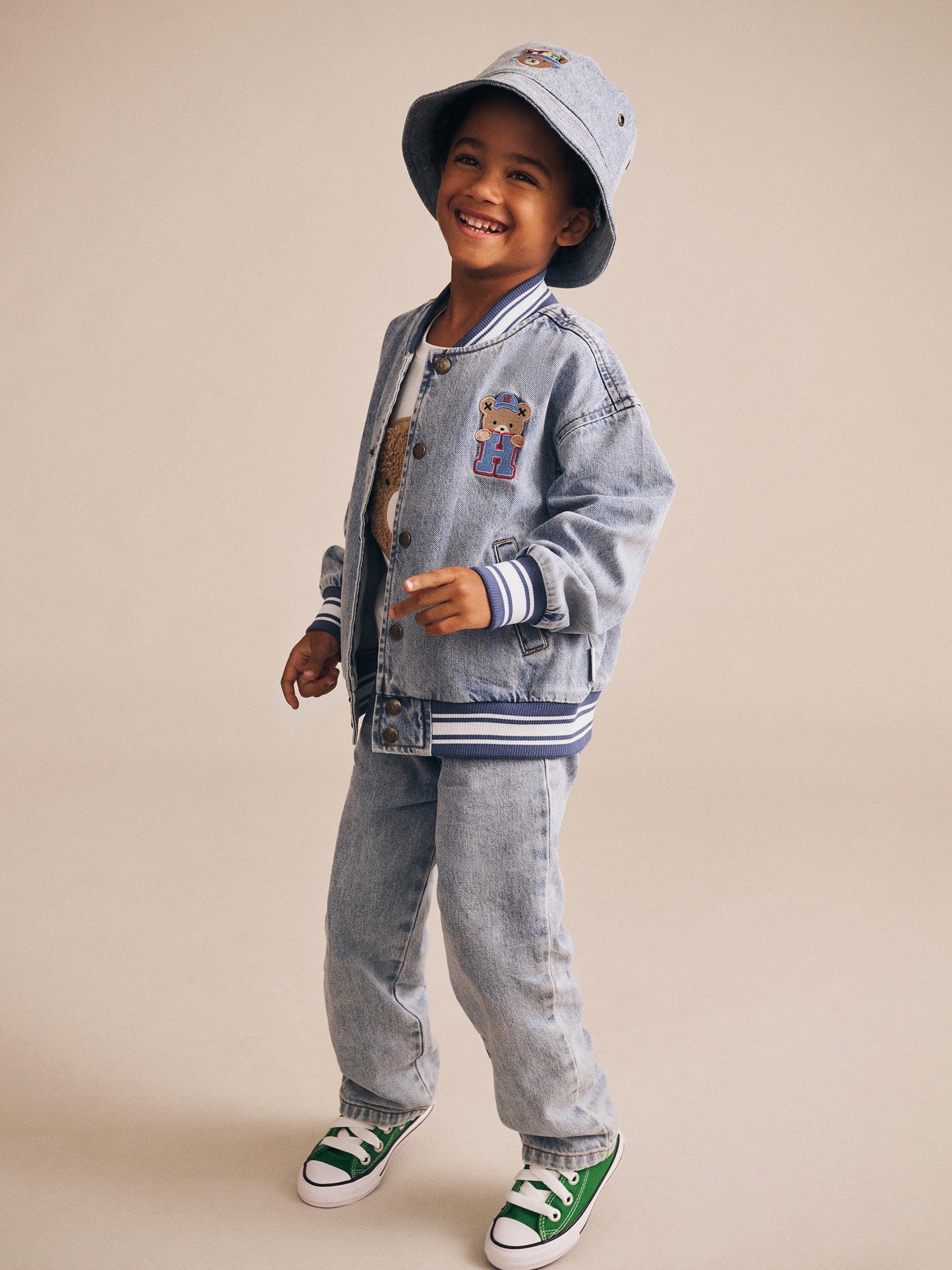 Dreamy Denim Varsity Bomber