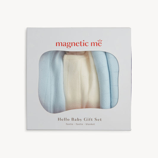 Hello Baby 3PC Gift Set - Sky Blue / Cream