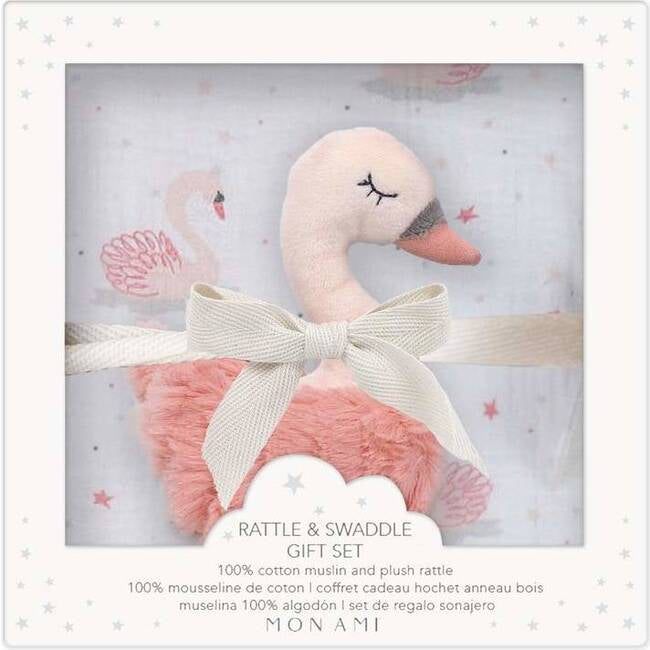 French Swan Blanket & Rattle Gift Set