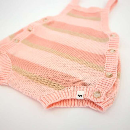 Apricot Stripe Country Club Knitted Bubble Romper