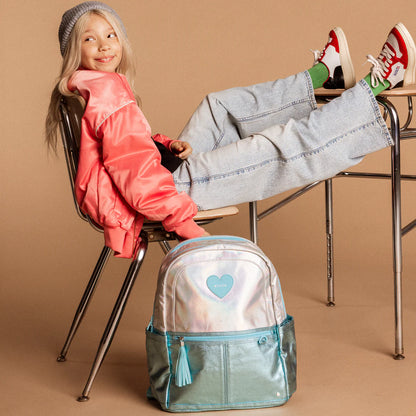 Kane Double Pocket Backpack - Metallic Blue Iridescent