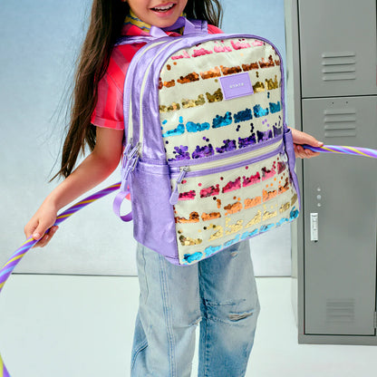 Kane Double Pocket Backpack - Lilac Quilted Sequins