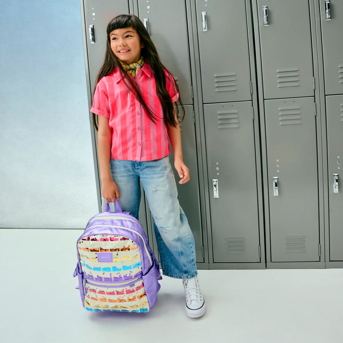 Kane Double Pocket Backpack - Lilac Quilted Sequins