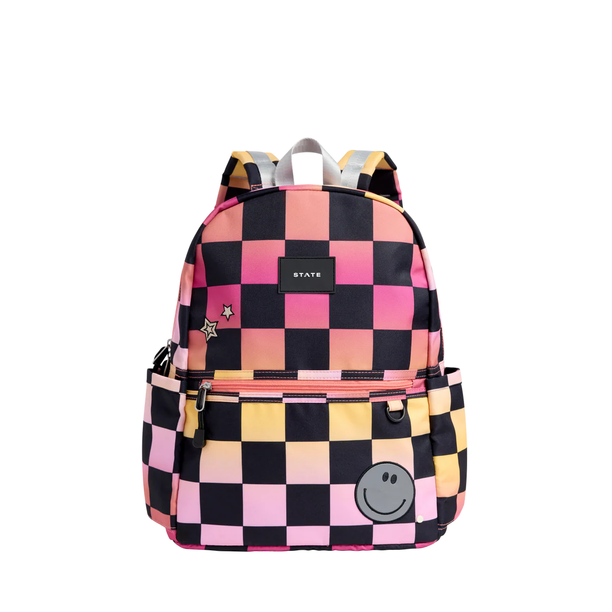 Kane Double Pocket Backpack - Pink Checkerboard