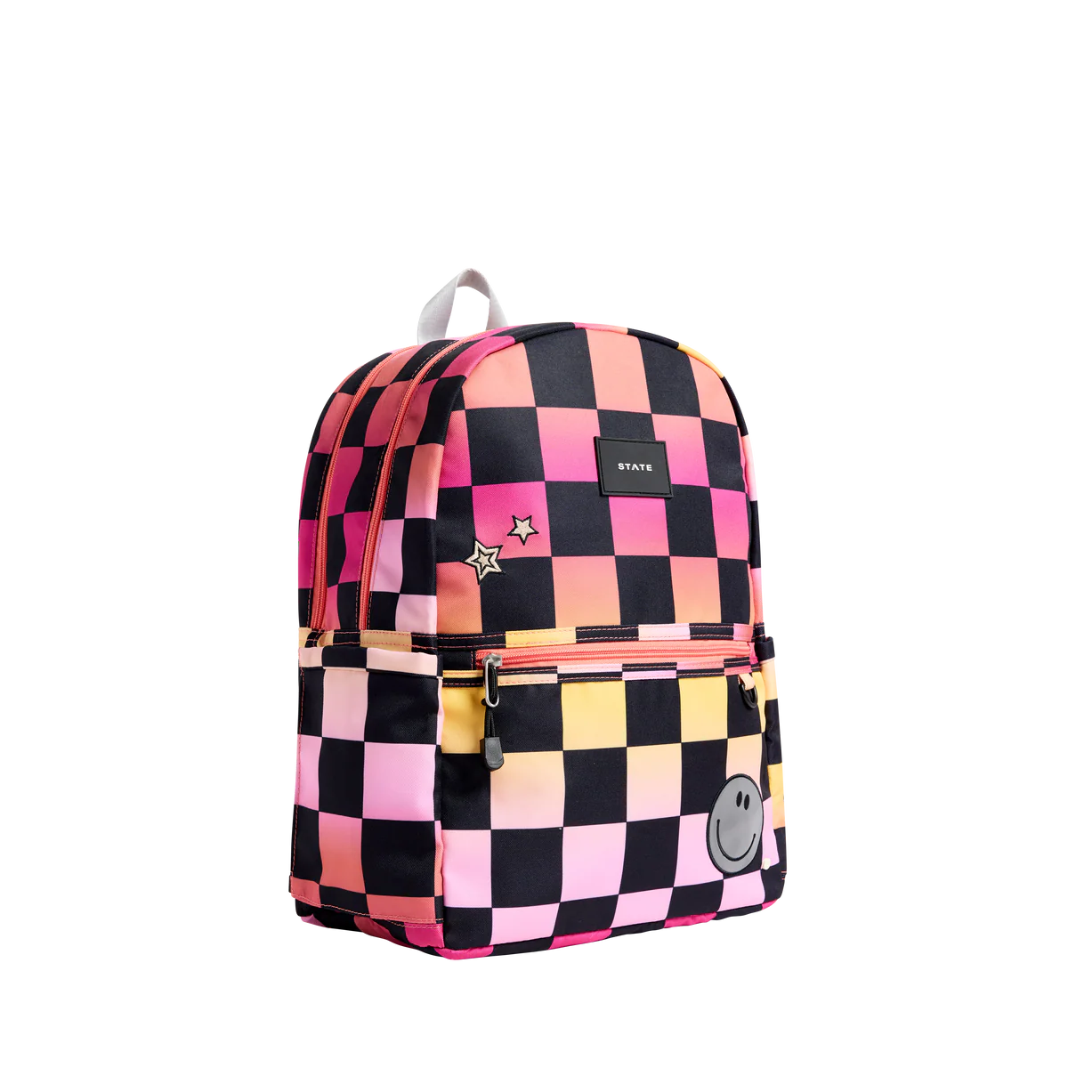 Kane Double Pocket Backpack - Pink Checkerboard