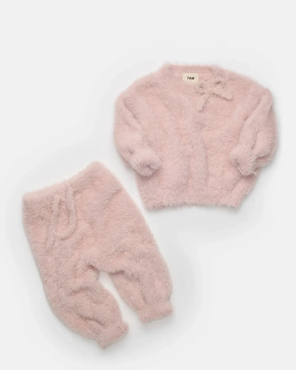 Furry Boxy Lounge Pants Powder Pink