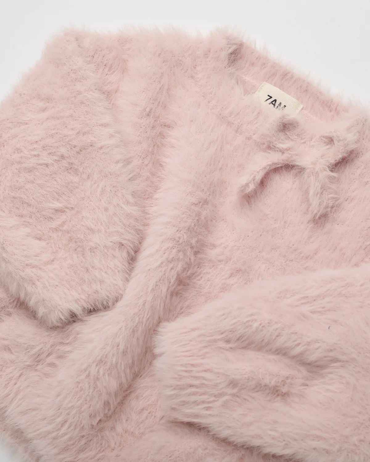 Furry Boxy Sweater Bow Powder Pink