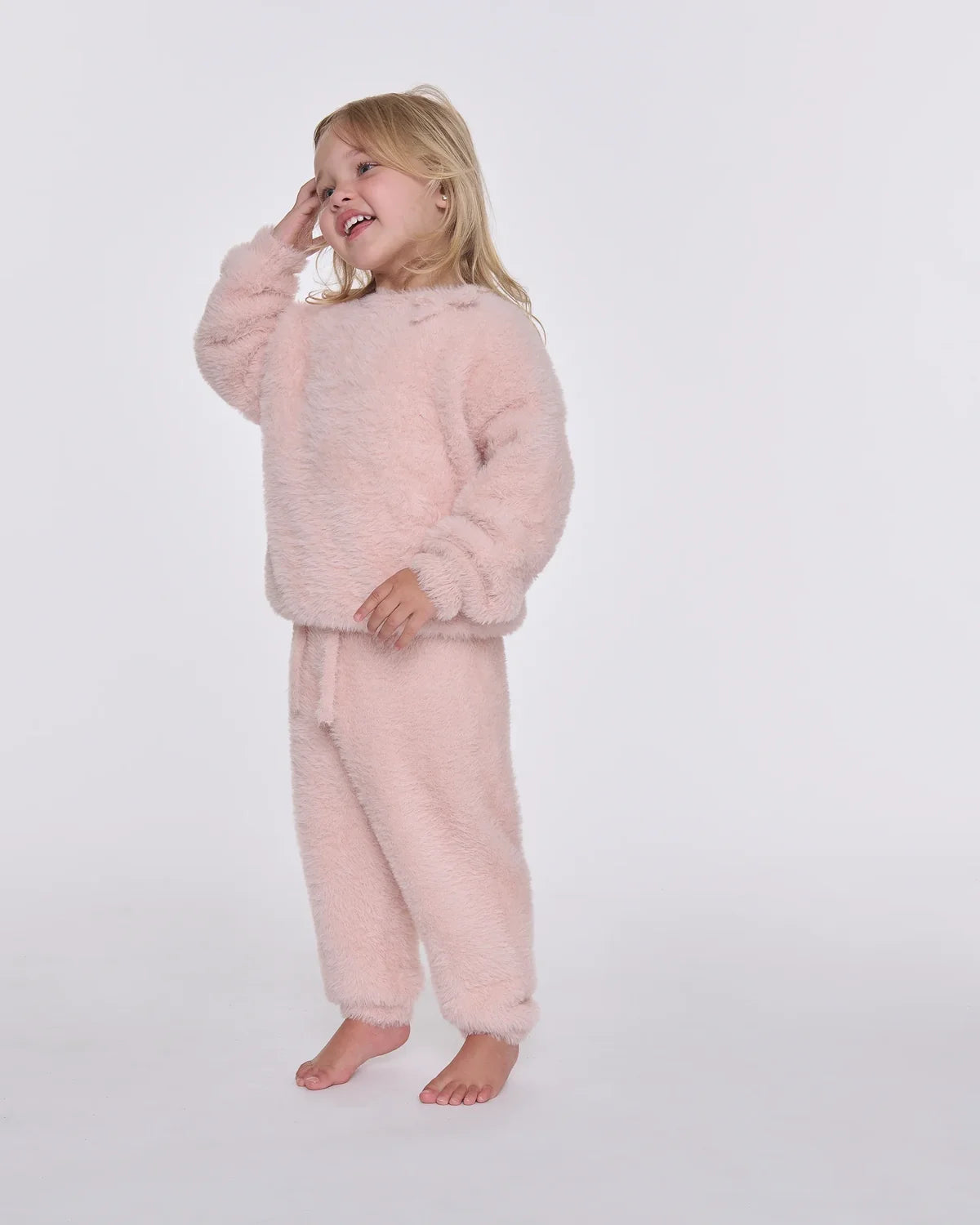 Furry Boxy Sweater Bow Powder Pink