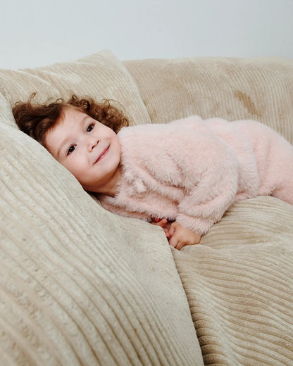 Furry Boxy Sweater Bow Powder Pink